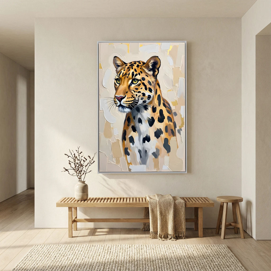 Leopard Oil Style Abstract Minimalist Wall Decor Muted Colours