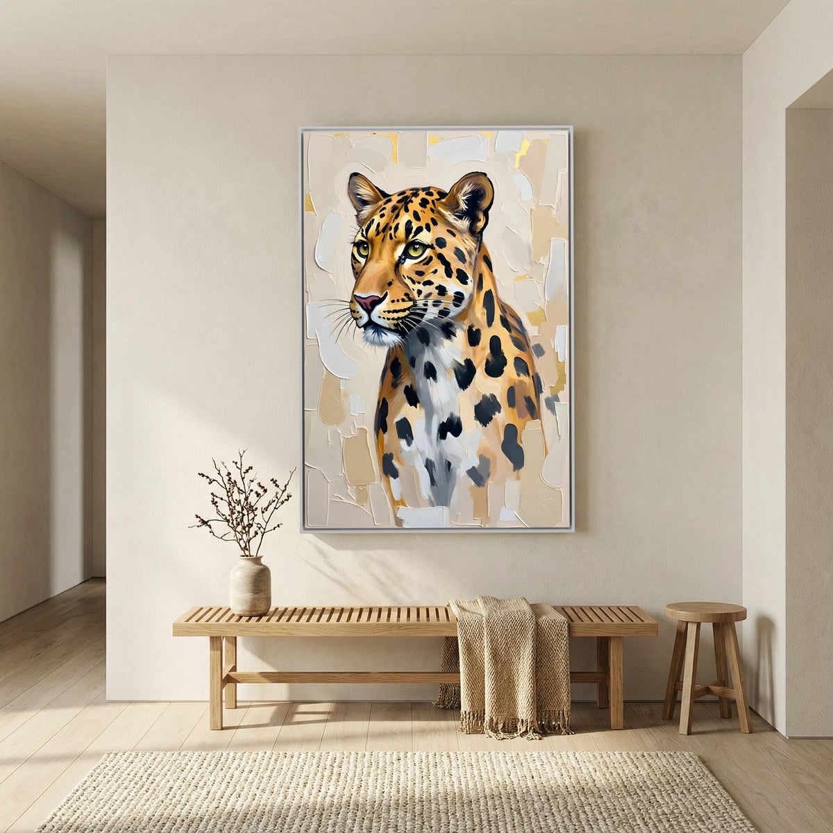Leopard Oil Style Abstract Minimalist Wall Decor Muted Colours