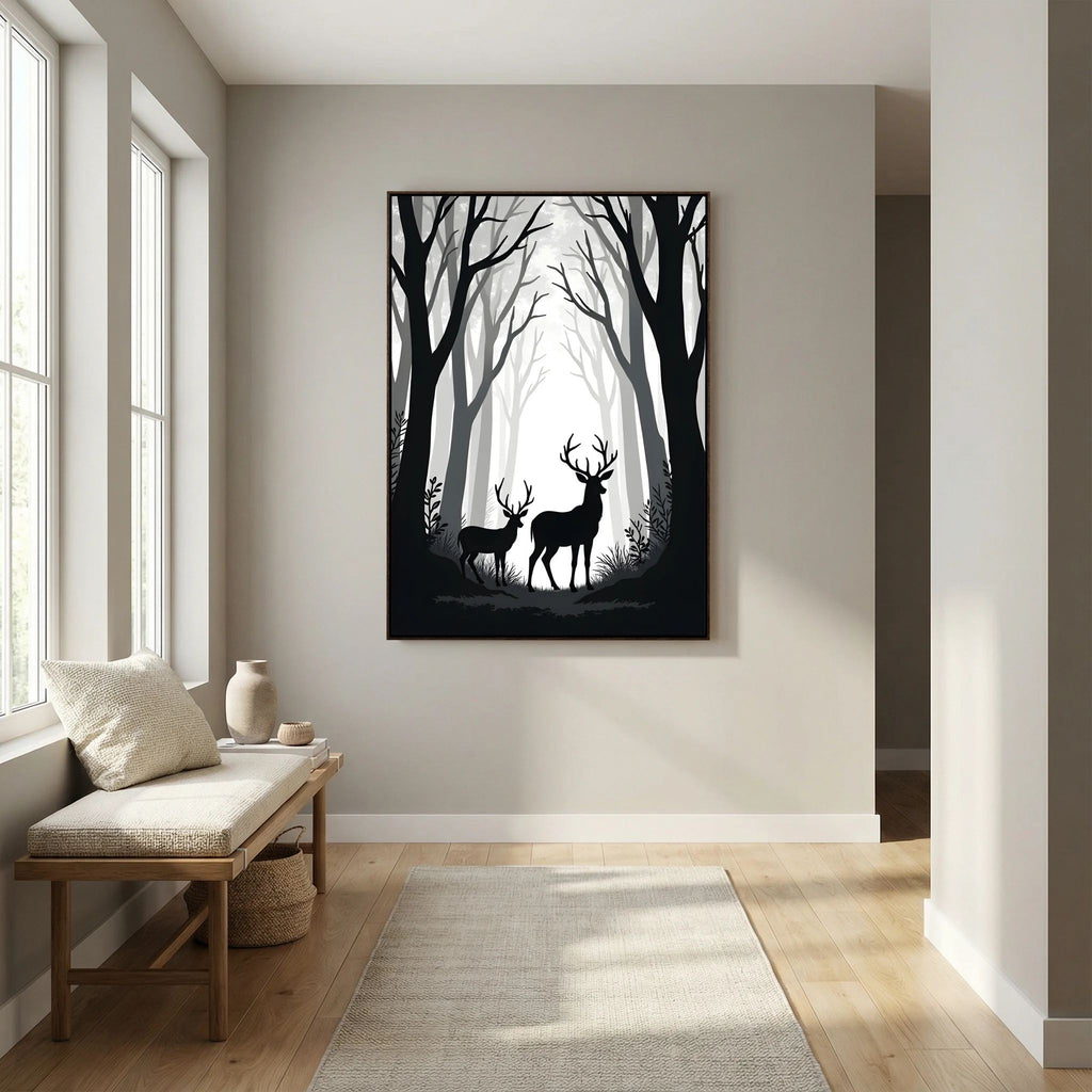 Black & White Forest Deer