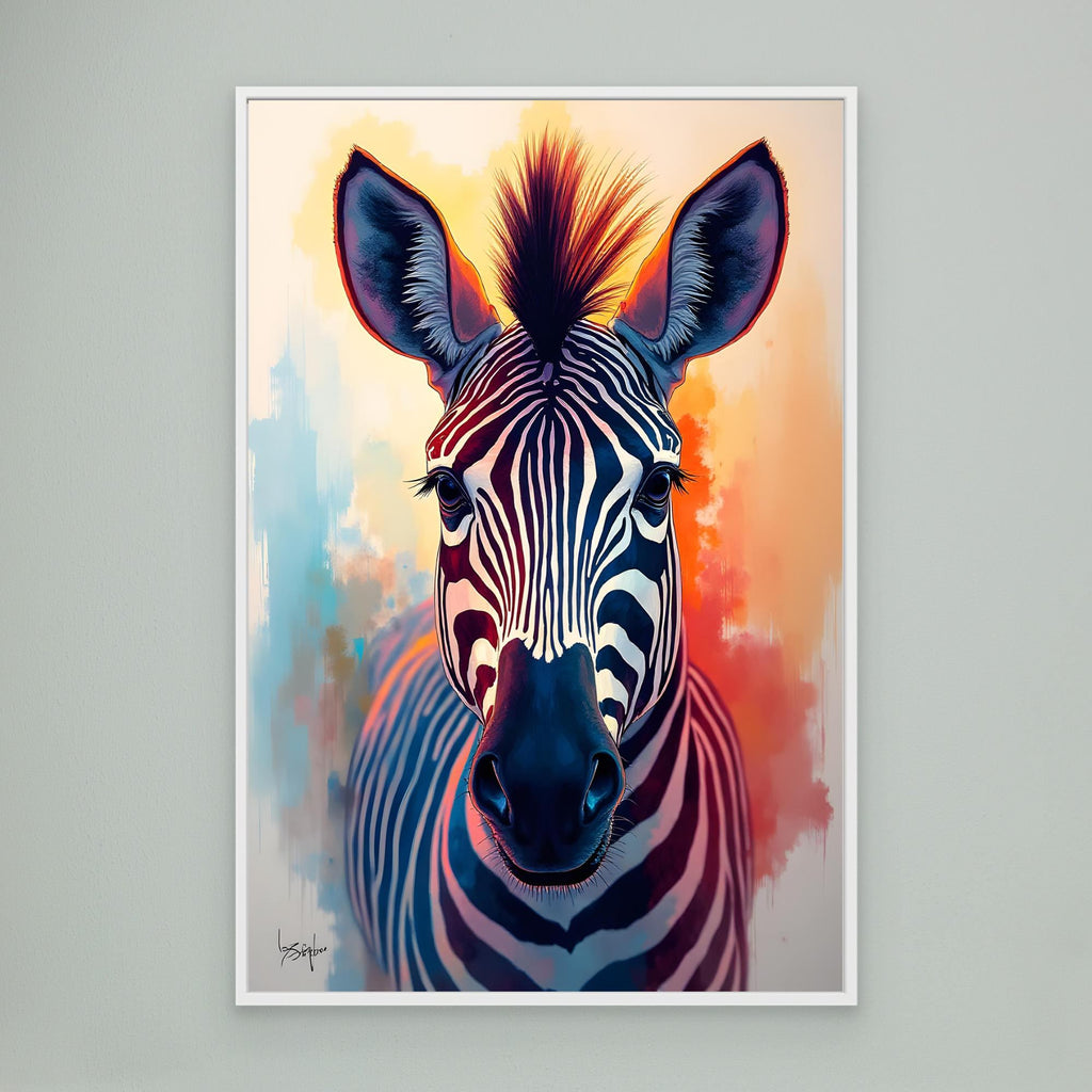Warm Safari Zebra Colourful Minimalist Canvas