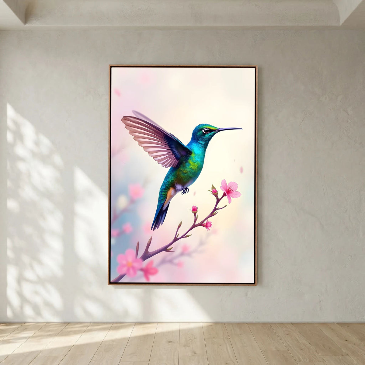 Vibrant Humming Bird Minimalist Canvas Wall Art