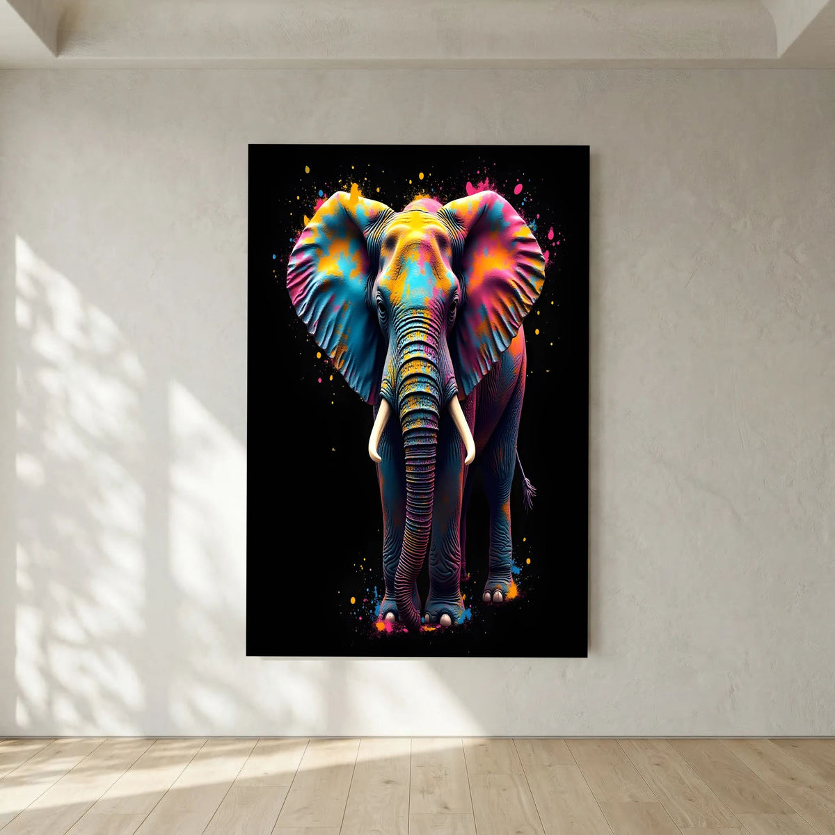 Abstract Elephant Canvas Wall Art, Modern Safari Nursery Print, Warm Toned Statement Decor, Poly-Cotton Framed Wildlife Art, Gift