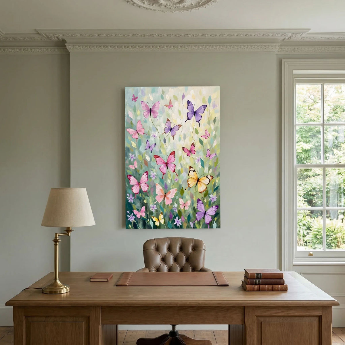 Butterfly Wall Art Pastel Colours Minimalist Abstract Canvas