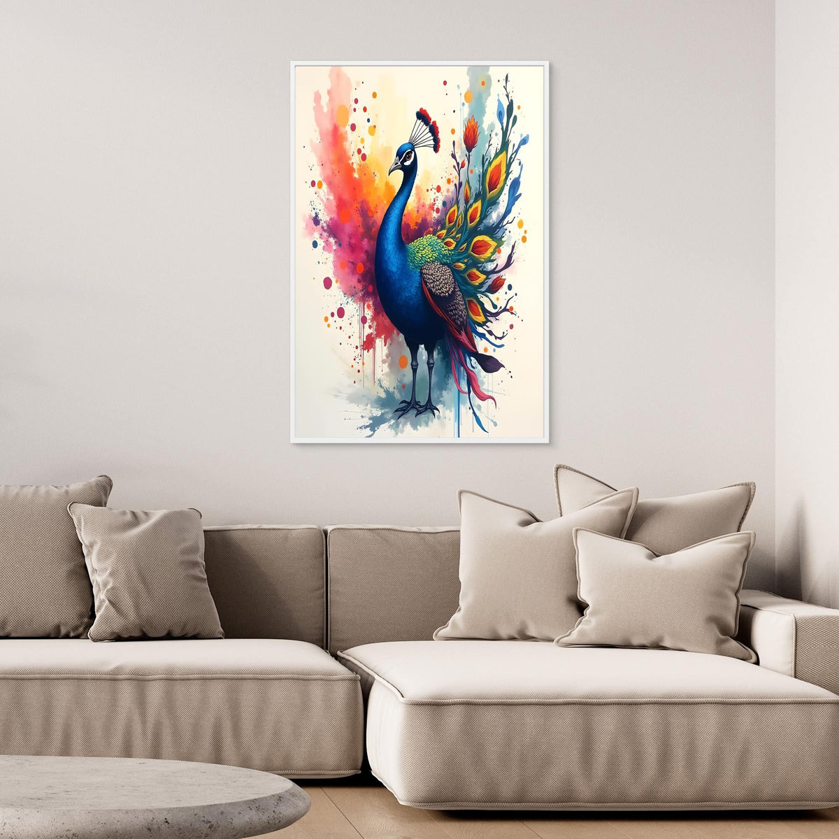 Vibrant Ink Style Peacock Colourful Abstract
