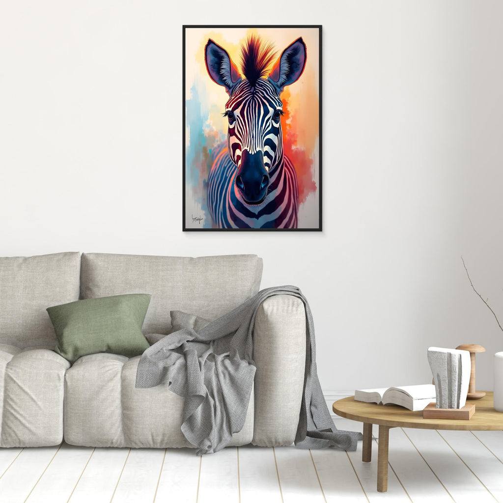 Warm Safari Zebra Colourful Minimalist Canvas