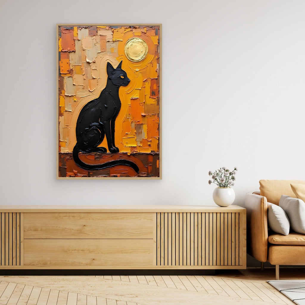 Domestic Cat Abstract Oil Style Canvas Minimalist Wall Decor