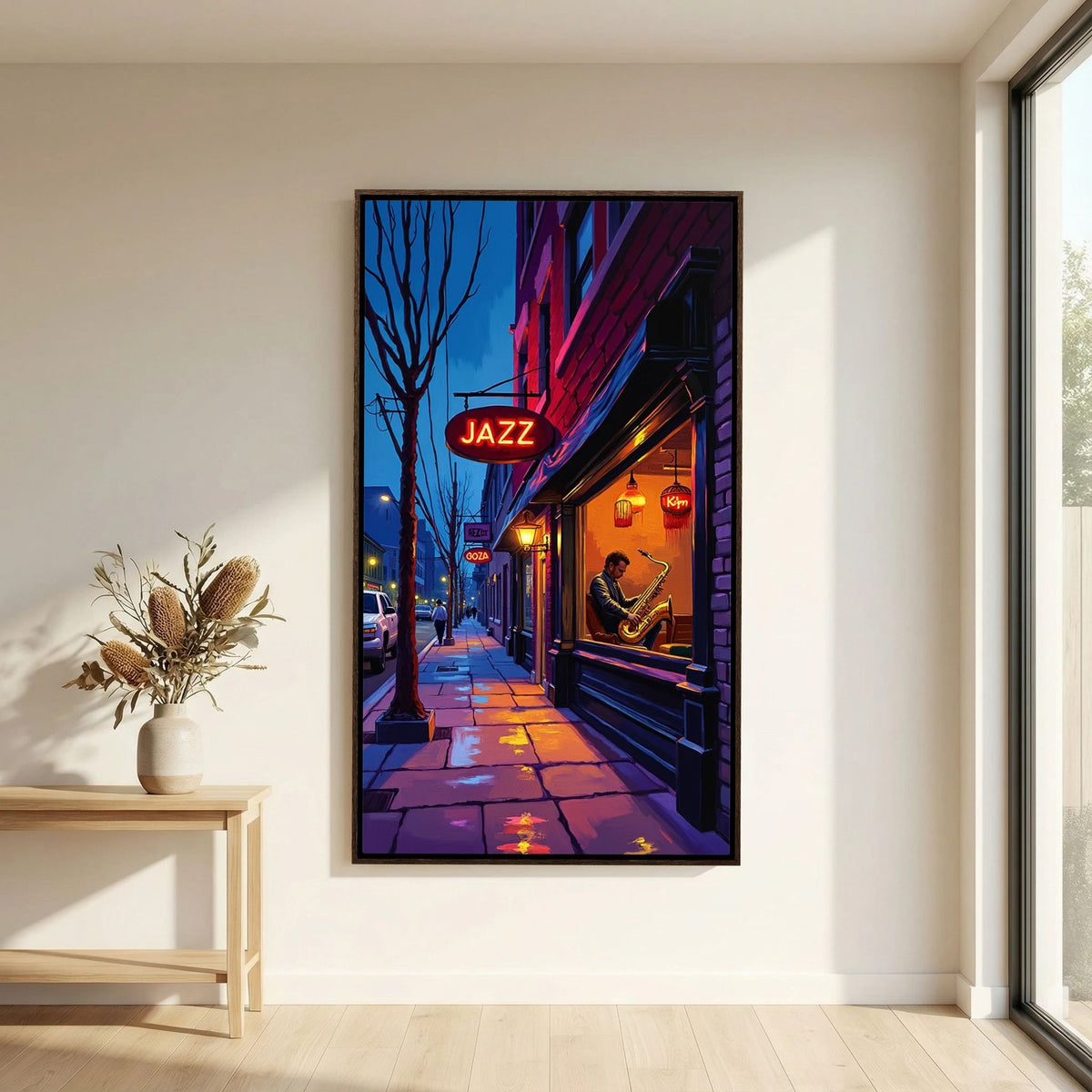 Jazz Bar Street Scene Canvas Wall Art