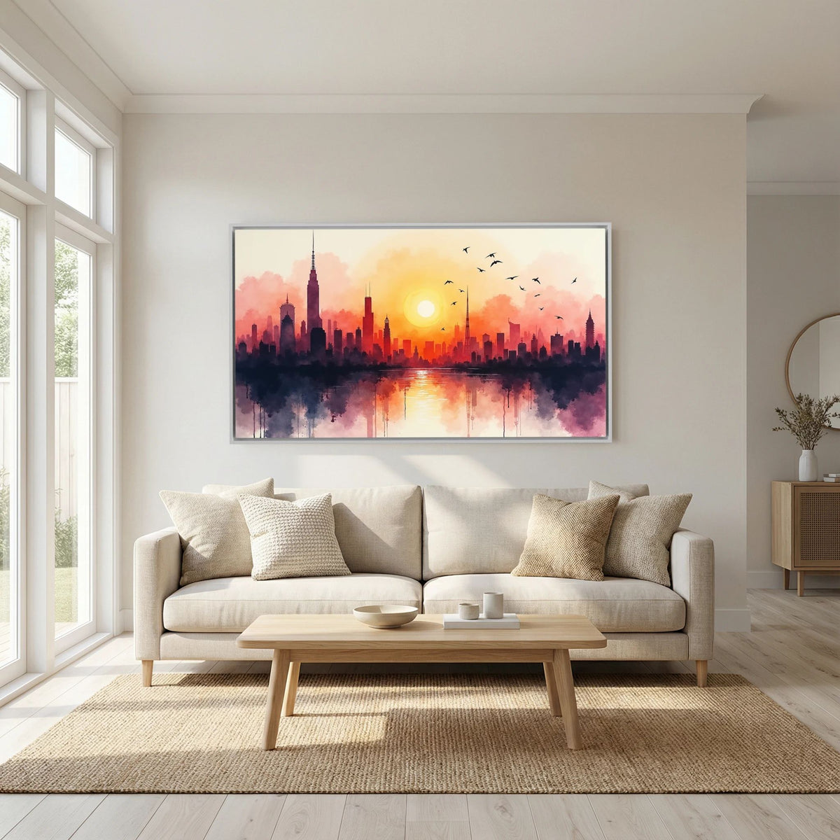 Minimalist Cityscape At Sunset 