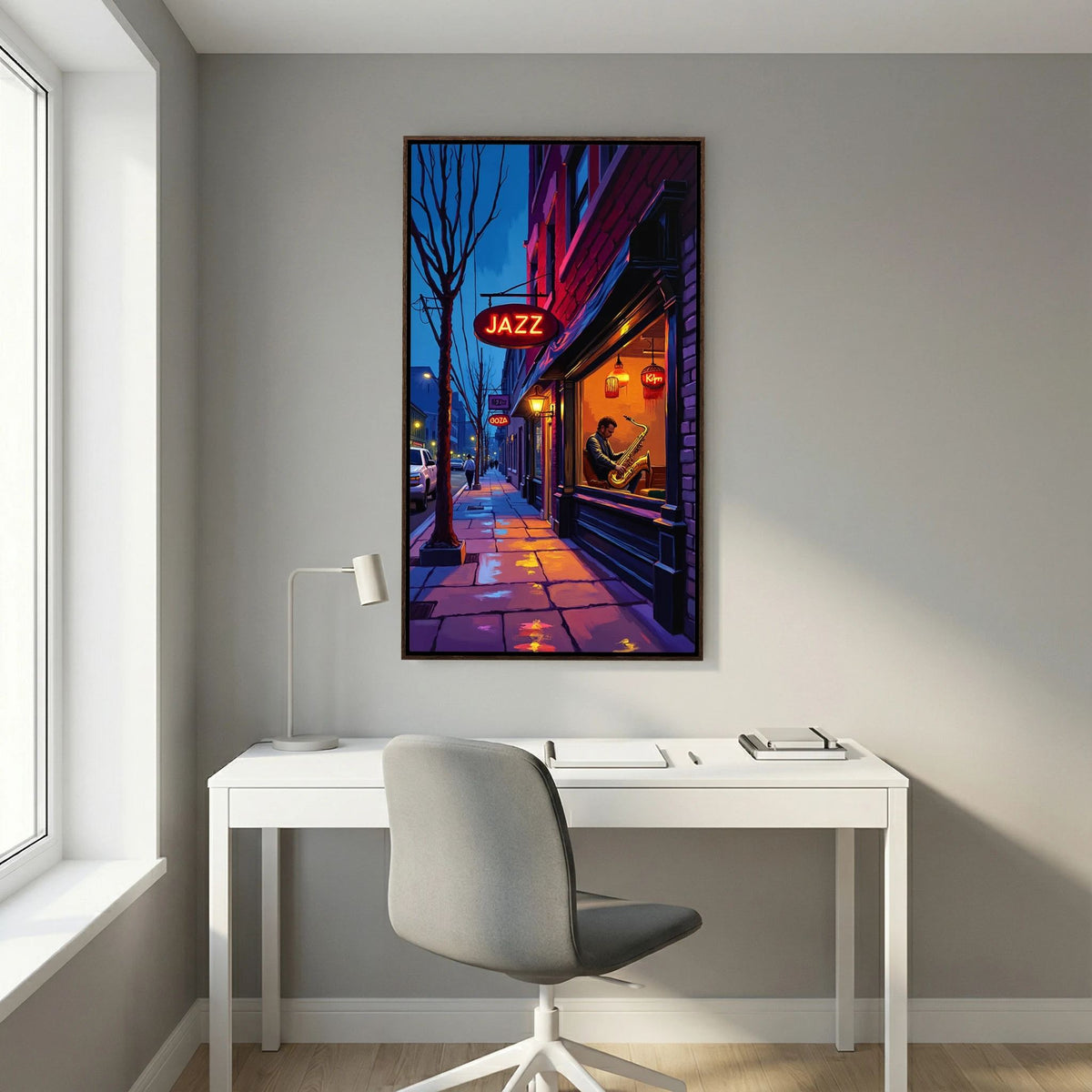 Jazz Bar Street Scene Canvas Wall Art