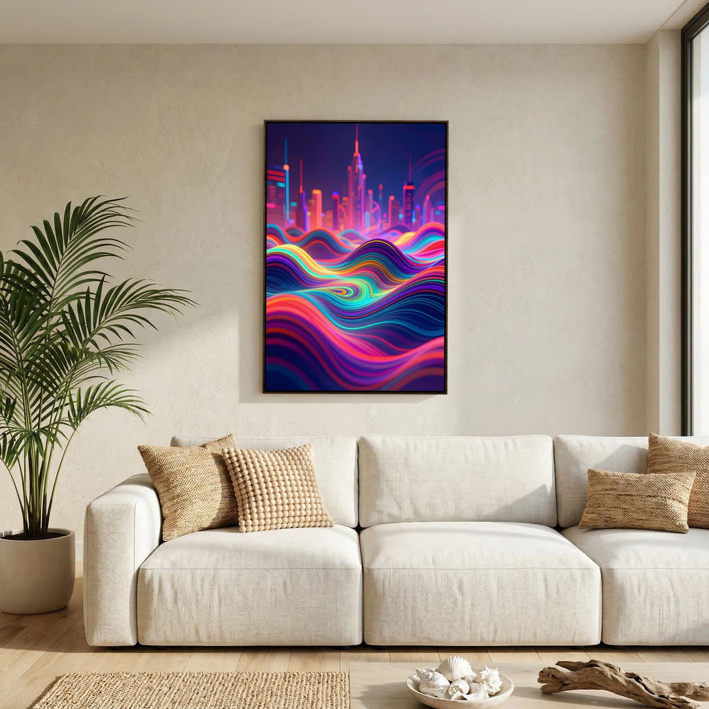Neon City Vibes Canvas Wall Art