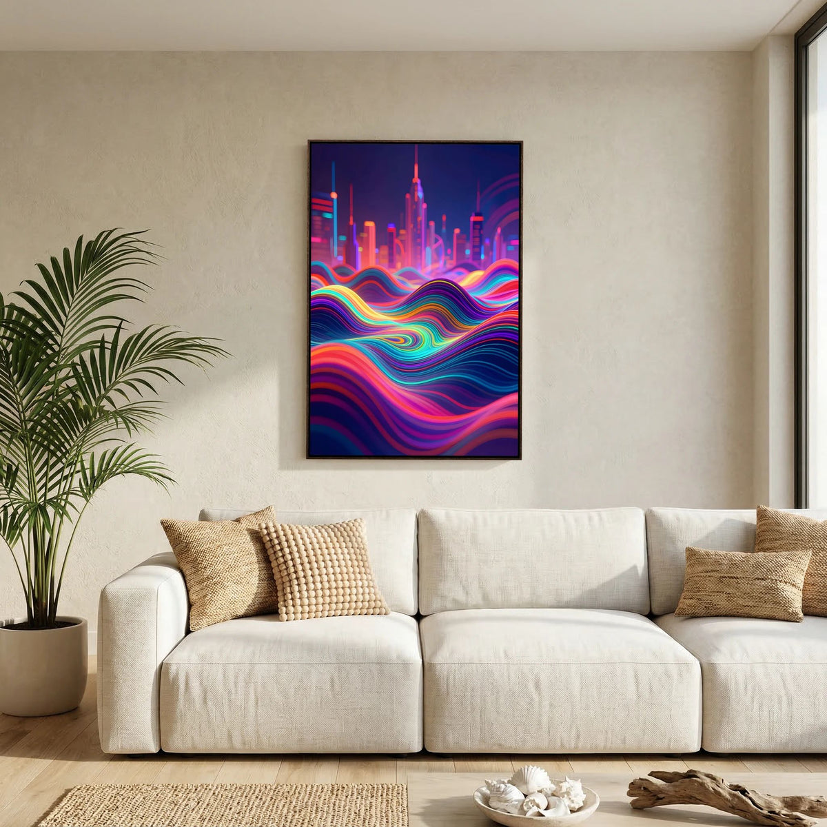 Neon City Vibes Canvas Wall Art