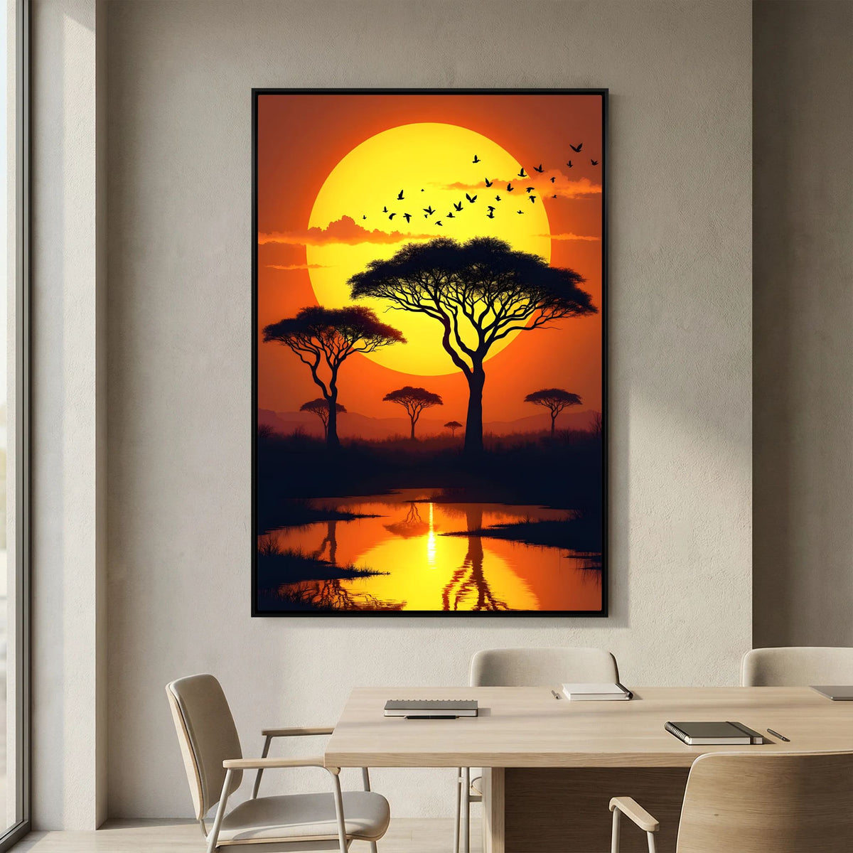 Sunset On The African Planes Acacia Trees Canvas Print