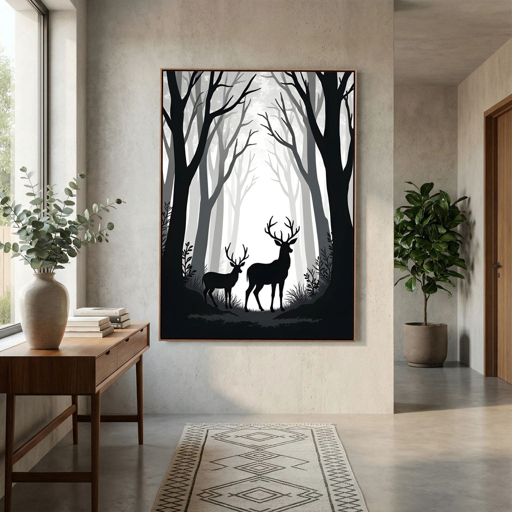 Black & White Forest Deer