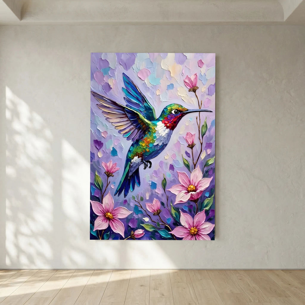 Humming Bird Abstract Wall Art Oil Style Canvas