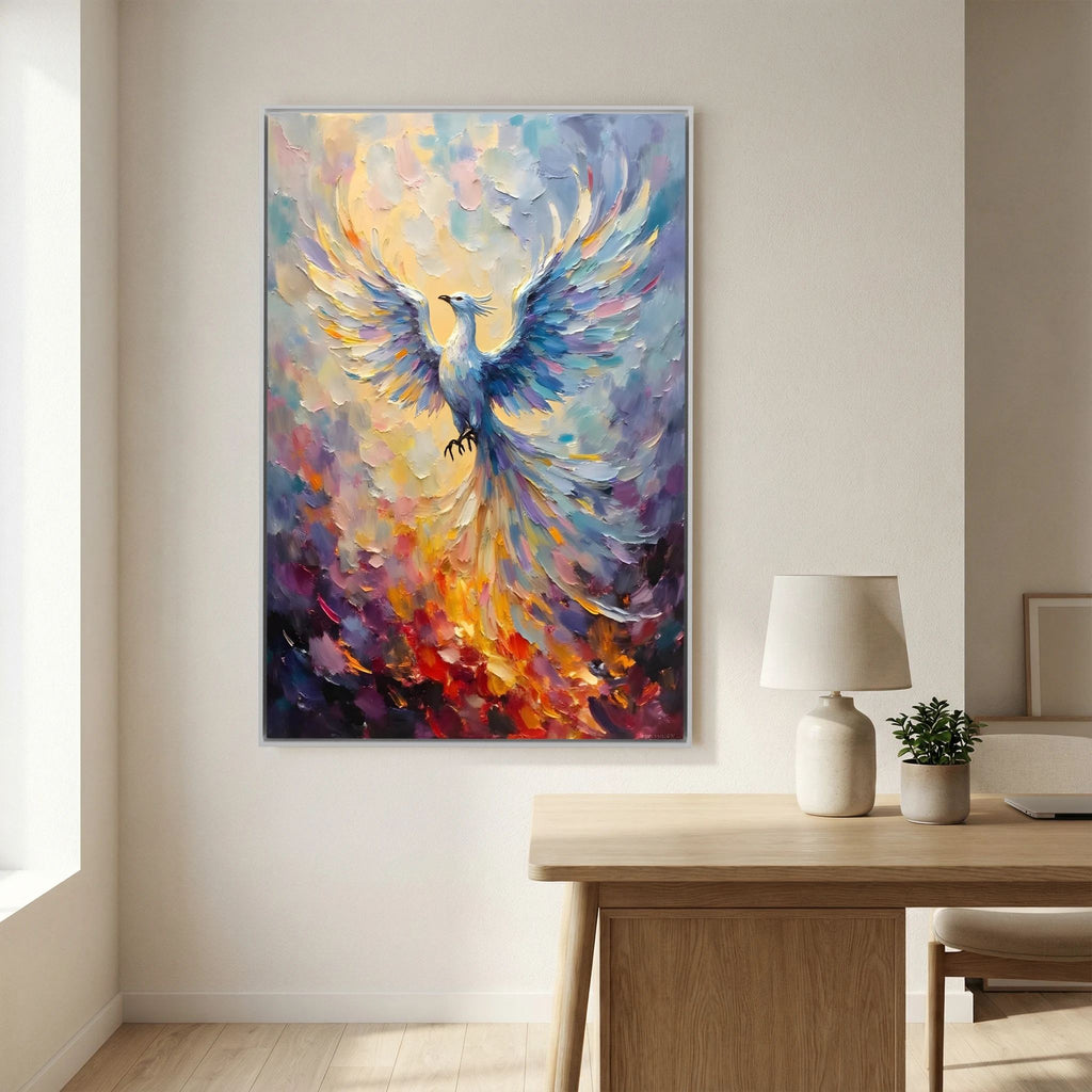 Phoenix In Flight Vibrant Majestic Minimalist Oil Style Decor