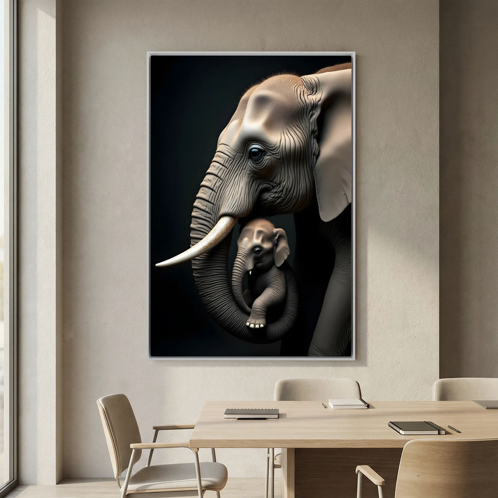 Abstract Elephant Canvas Wall Art, Modern Safari Nursery Print, Warm Toned Statement Decor, Poly-Cotton Framed Wildlife Art, Gift