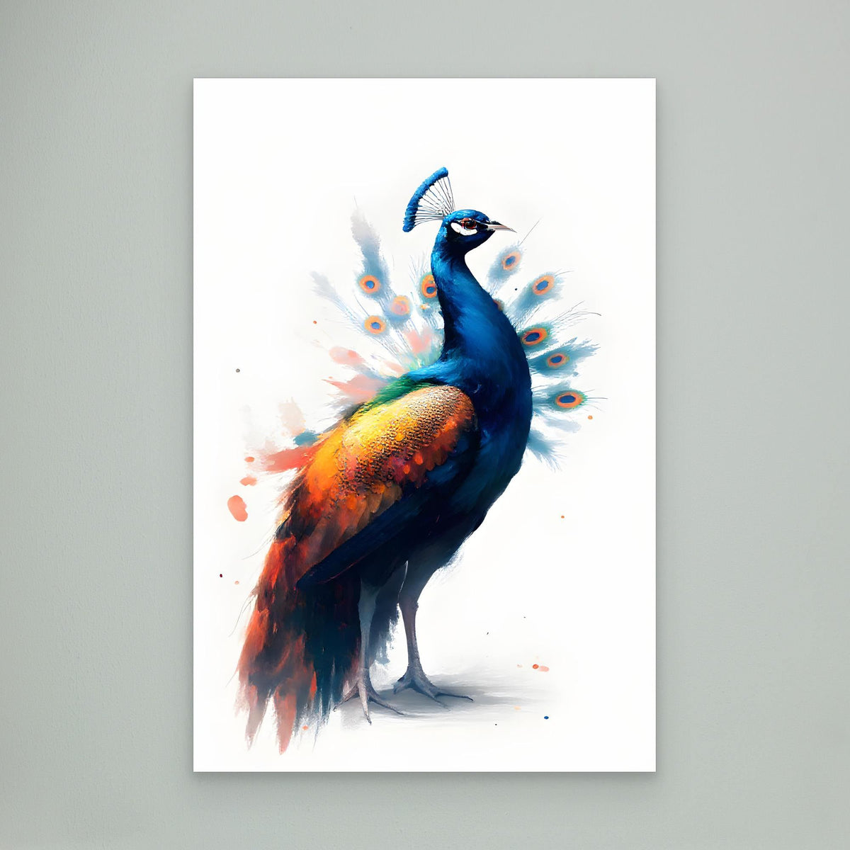 Abstract Peacock Canvas Wall Art Print Modern Oil Style Minimalist