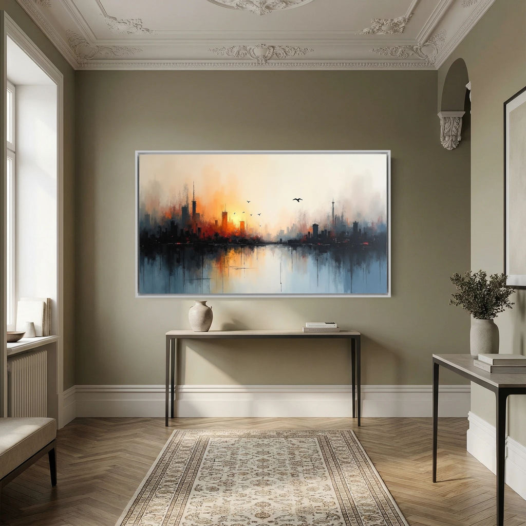 Cityscape At sunset Canvas Wall Art 