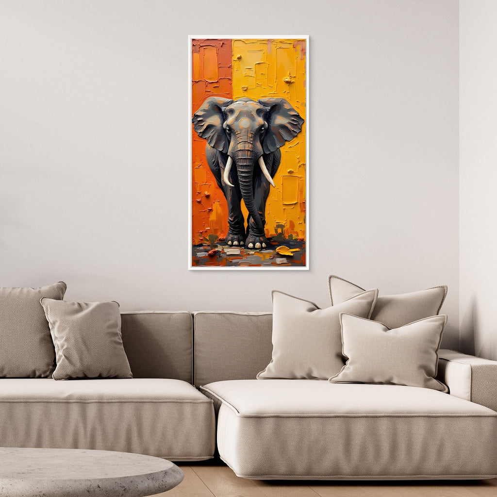 Abstract Oil Style Print of Lone Elephant