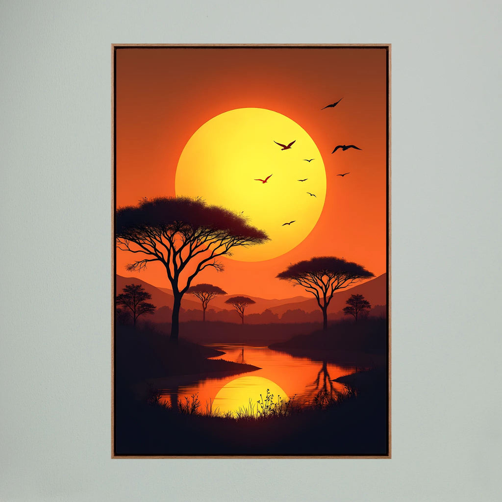 Acacia Trees At Sunset Canvas Wall Art