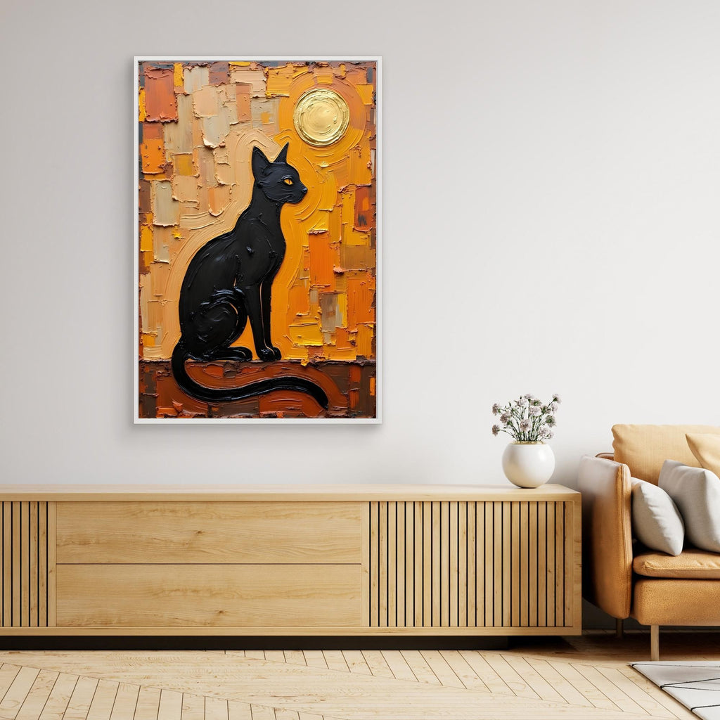 Domestic Cat Abstract Oil Style Canvas Minimalist Wall Decor