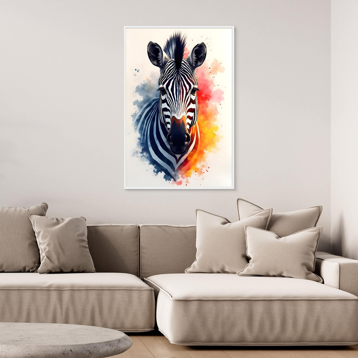 Safari Zebra Ink Style Minimalist Wall Decor