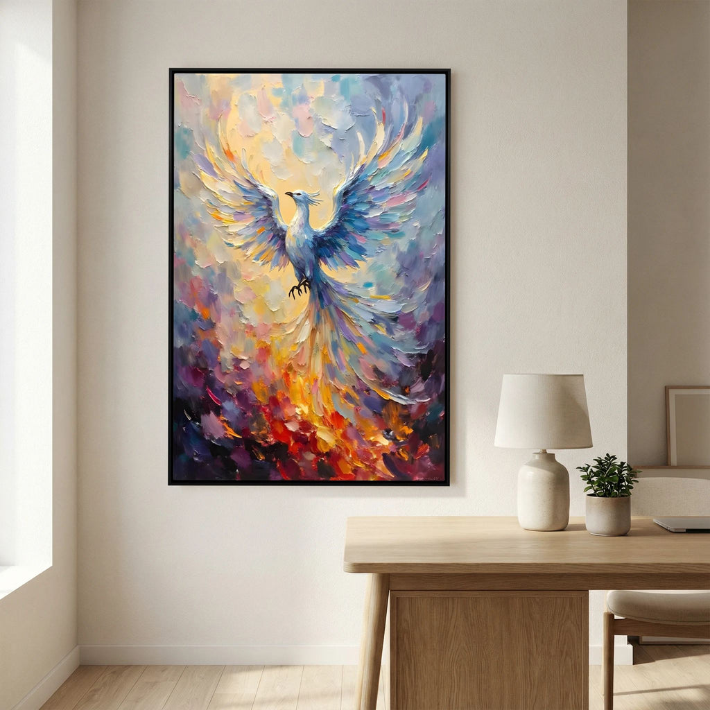Phoenix In Flight Vibrant Majestic Minimalist Oil Style Decor