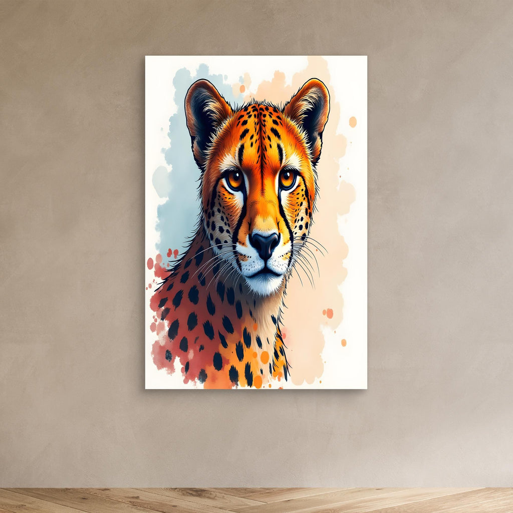 Abstract Cheetah Minimalist Ink Style Canvas