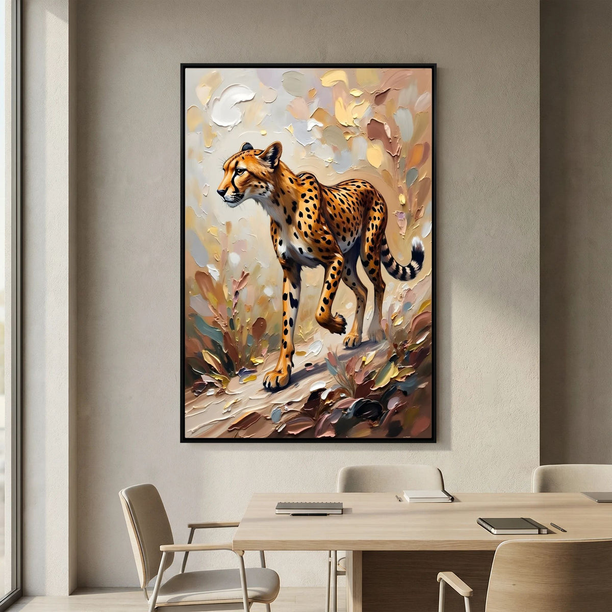 Muted Oil Style Cheetah Safari Cat Minimalist Wall Canvas