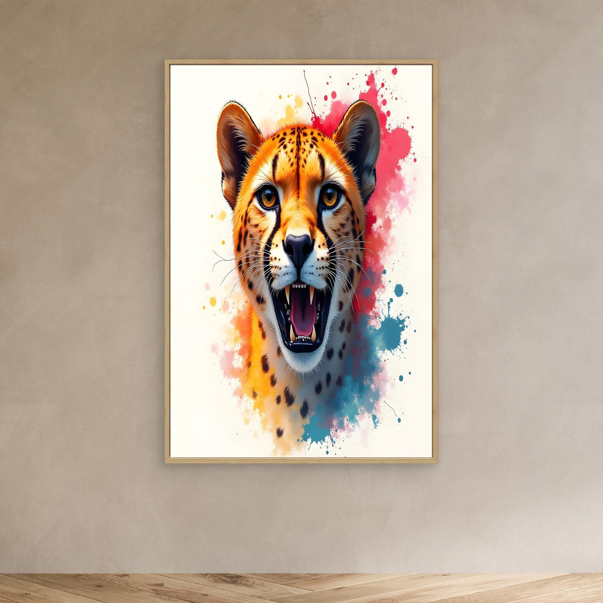 Abstract Cheetah Minimalist Ink Style Canvas