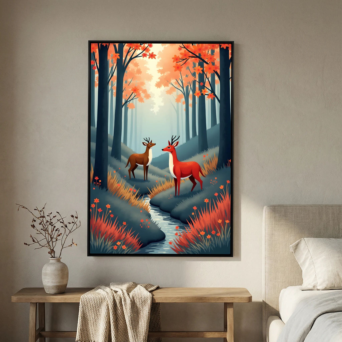 Forest Scene Abstract Deer