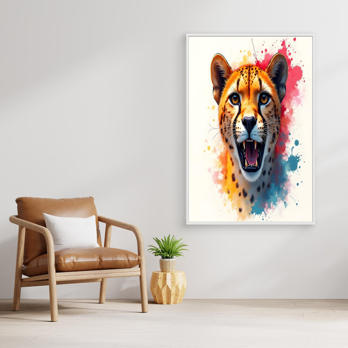 Abstract Cheetah Minimalist Ink Style Canvas