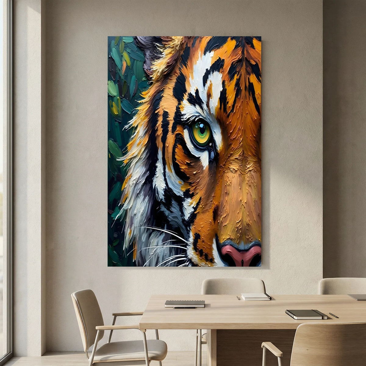 Bold Tiger Abstract Oil Style Canvas Wall Art