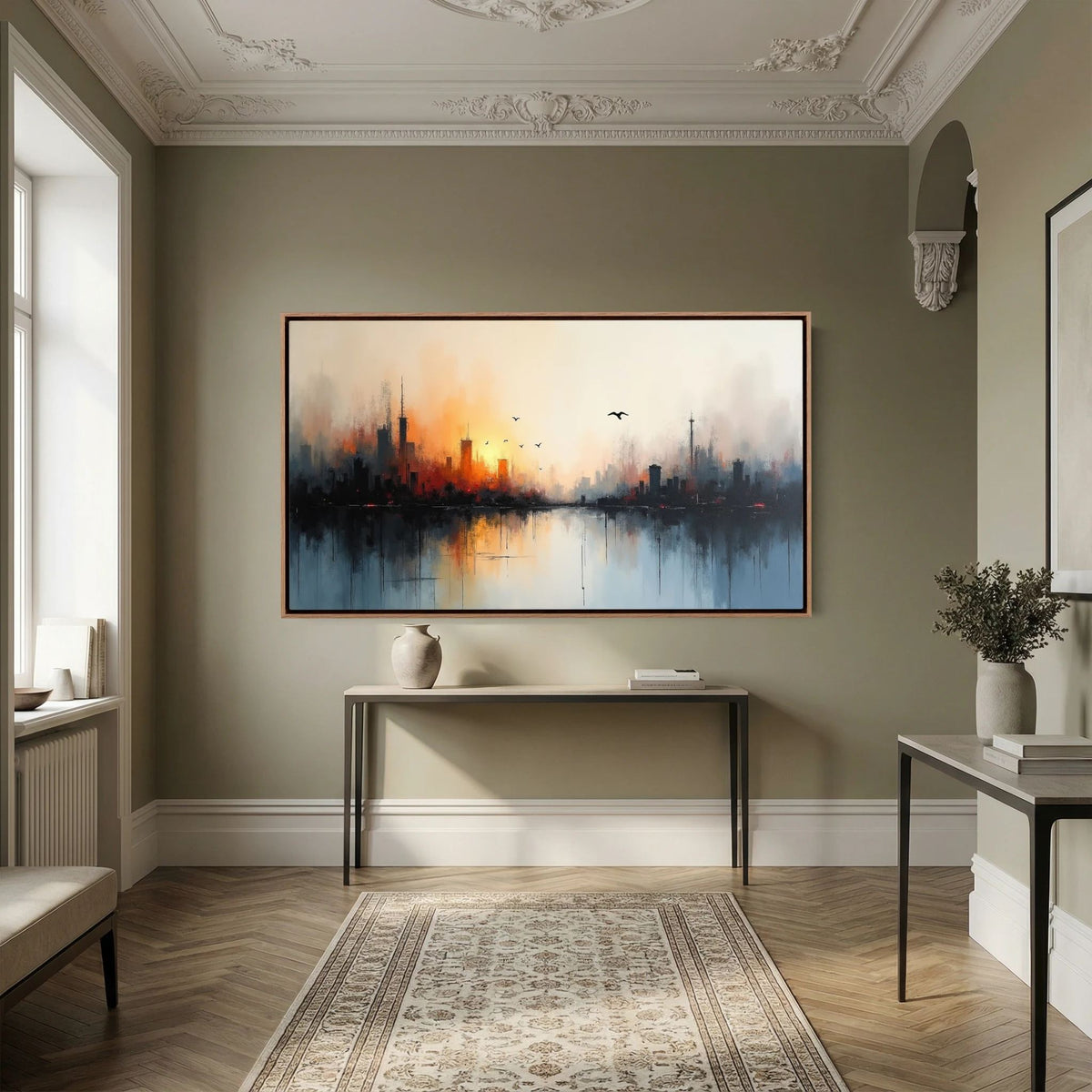 Cityscape At sunset Canvas Wall Art 