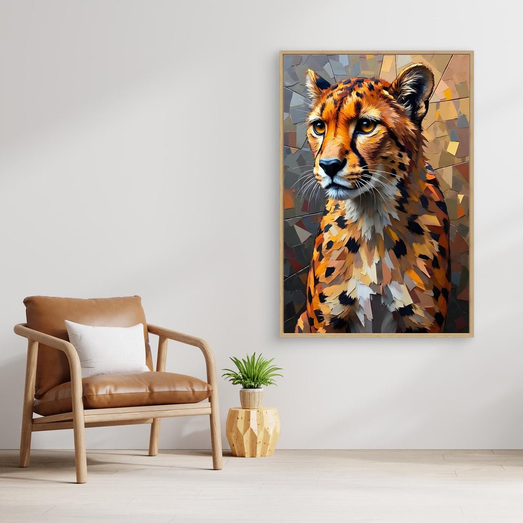 Oil Style Abstract Cheetah Statement Minimalist Wall Canvas