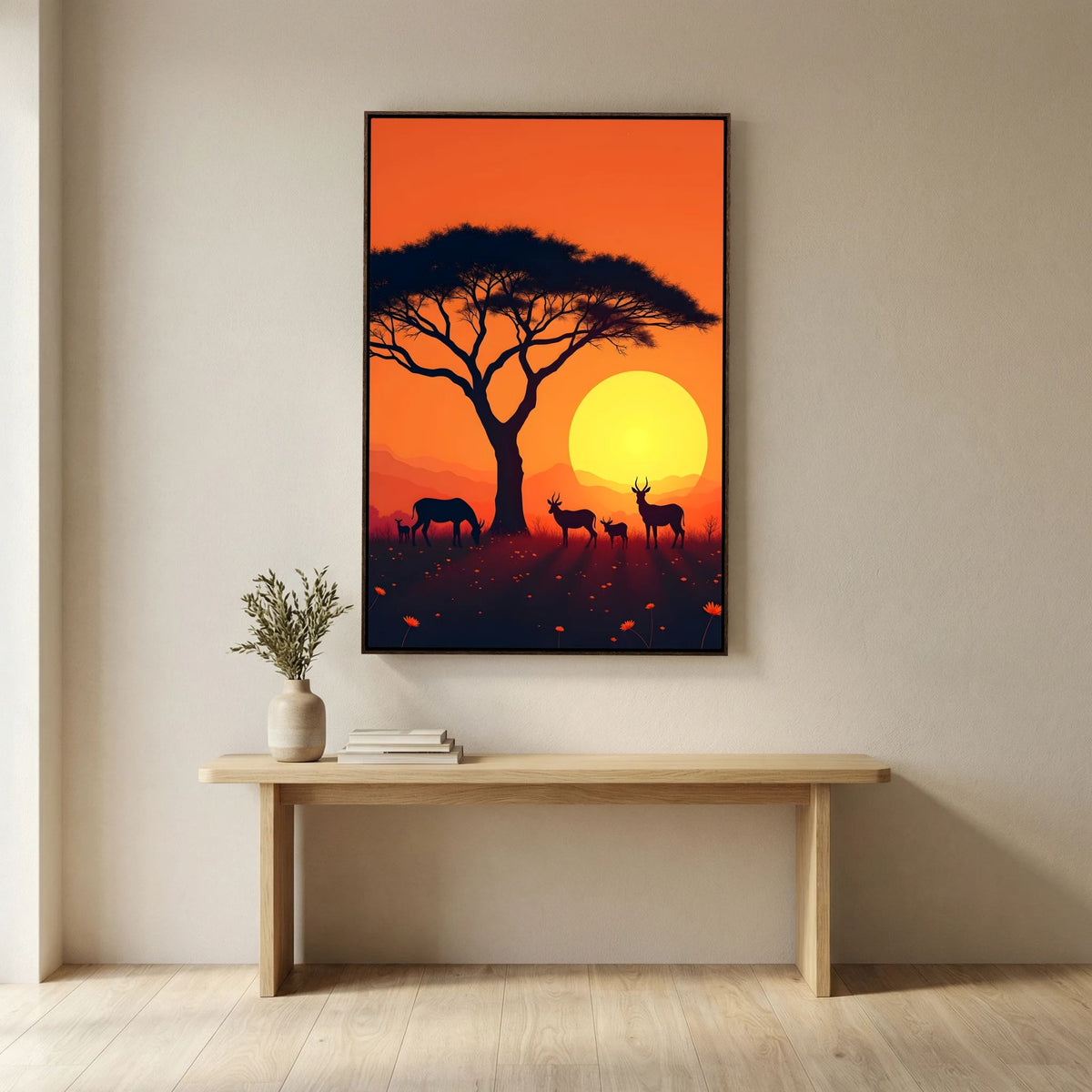 Sunset Abstract Of African Planes Wall Canvas