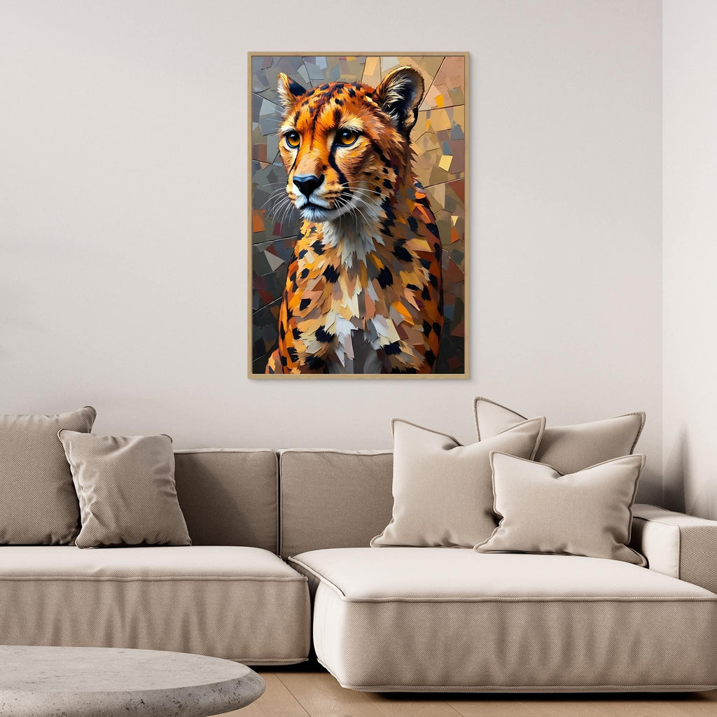 Oil Style Abstract Cheetah Statement Minimalist Wall Canvas