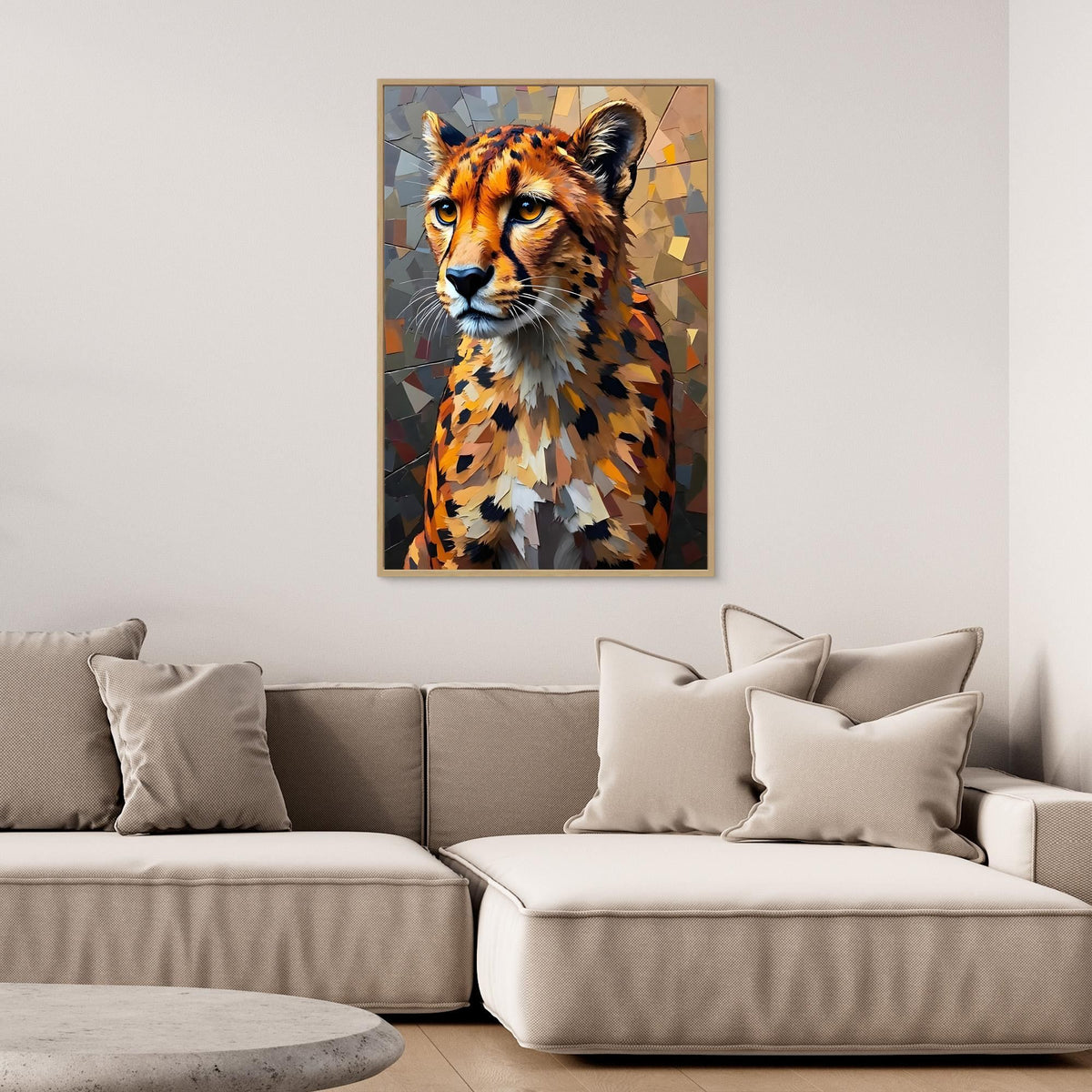 Oil Style Abstract Cheetah Statement Minimalist Wall Canvas