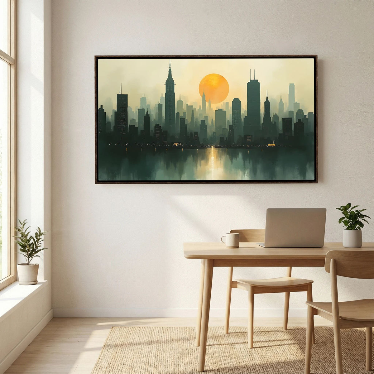 Minimalist Cityscape At Sunset 