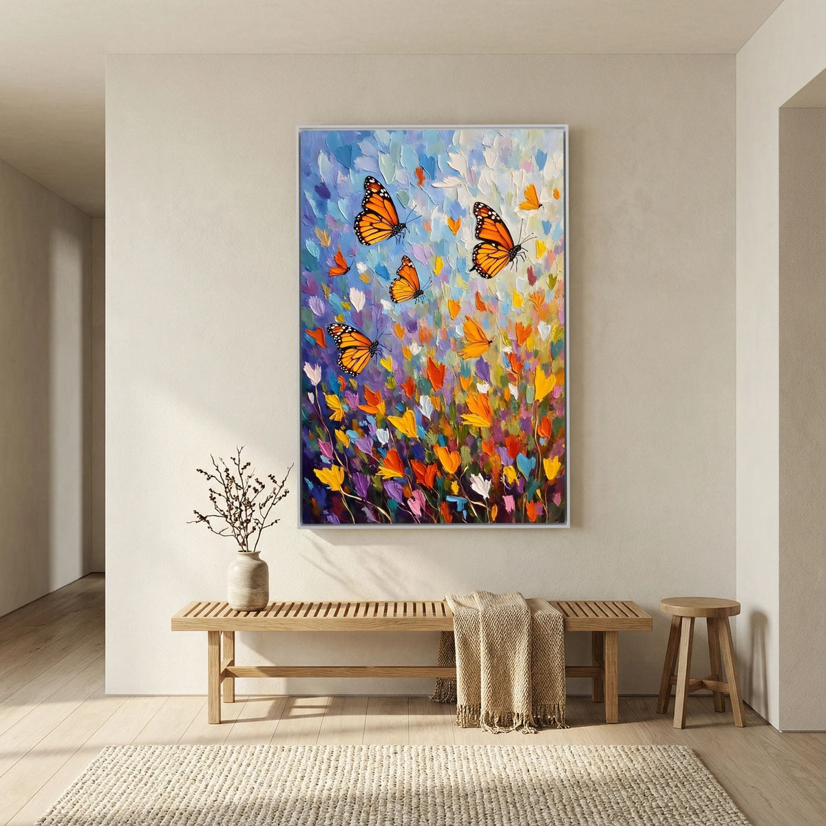 Monarch Butterfly Abstract Wall Canvas Oil Style