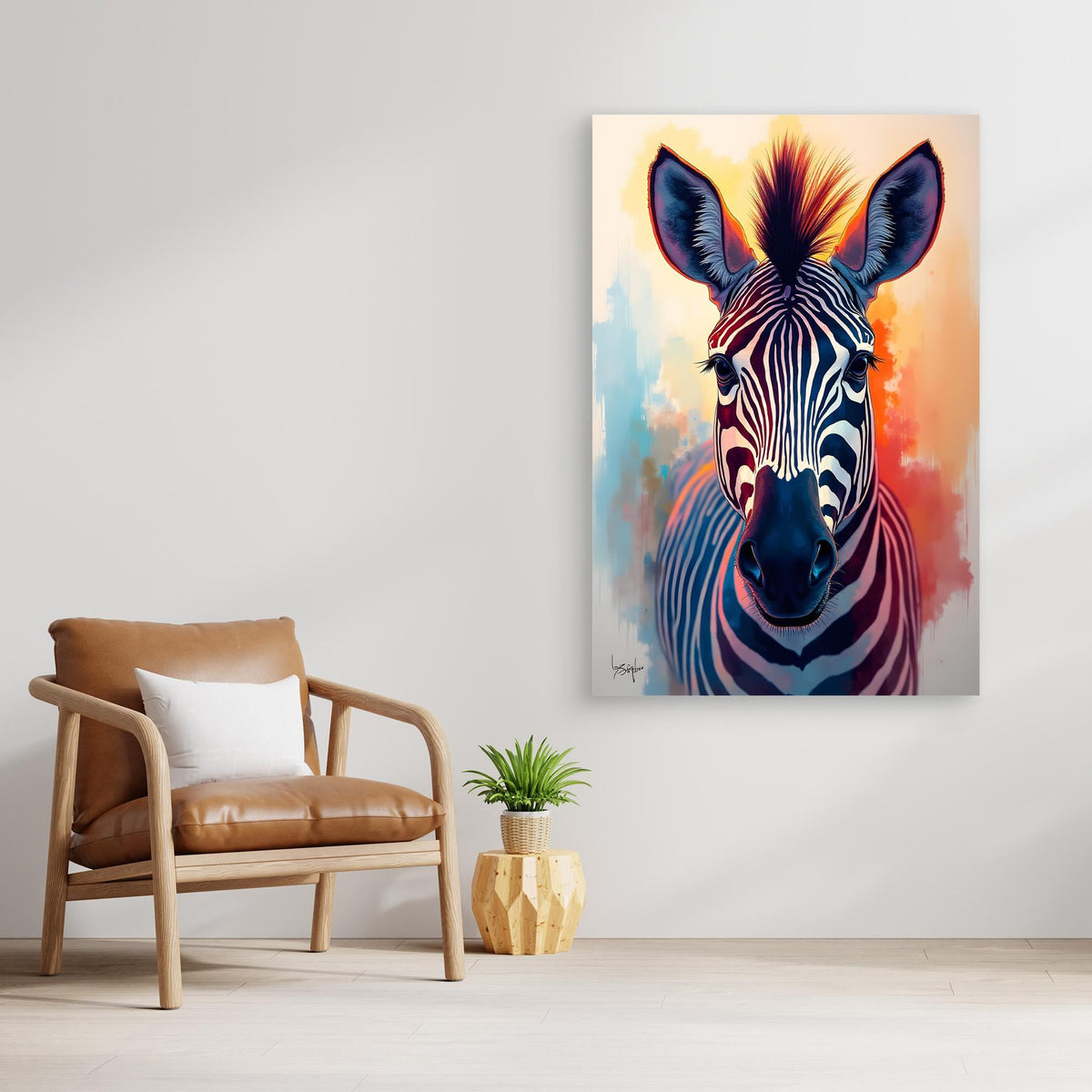 Warm Safari Zebra Colourful Minimalist Canvas