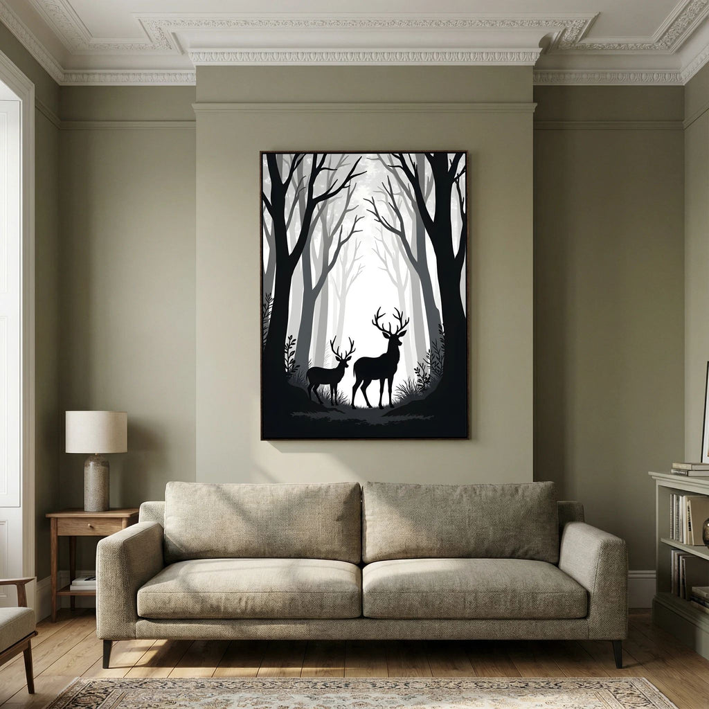 Black & White Forest Deer