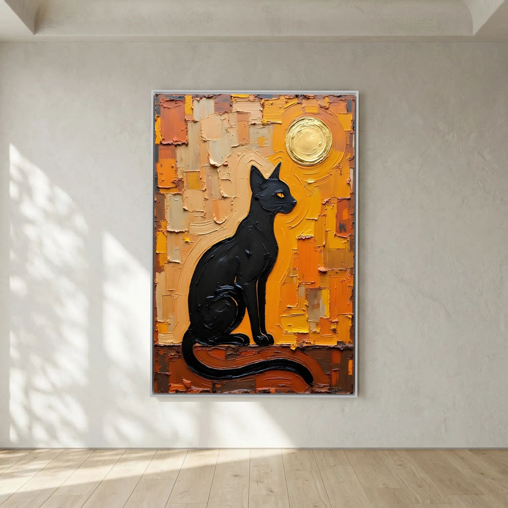 Domestic Cat Abstract Oil Style Canvas Minimalist Wall Decor
