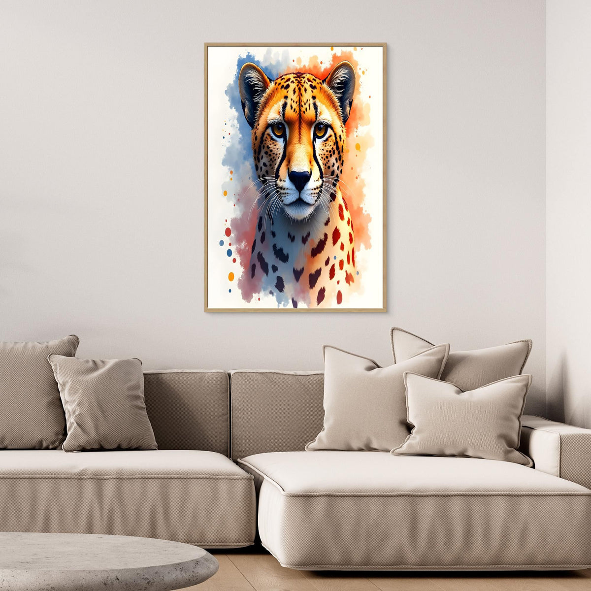 Abstract Cheetah Minimalist Ink Style 