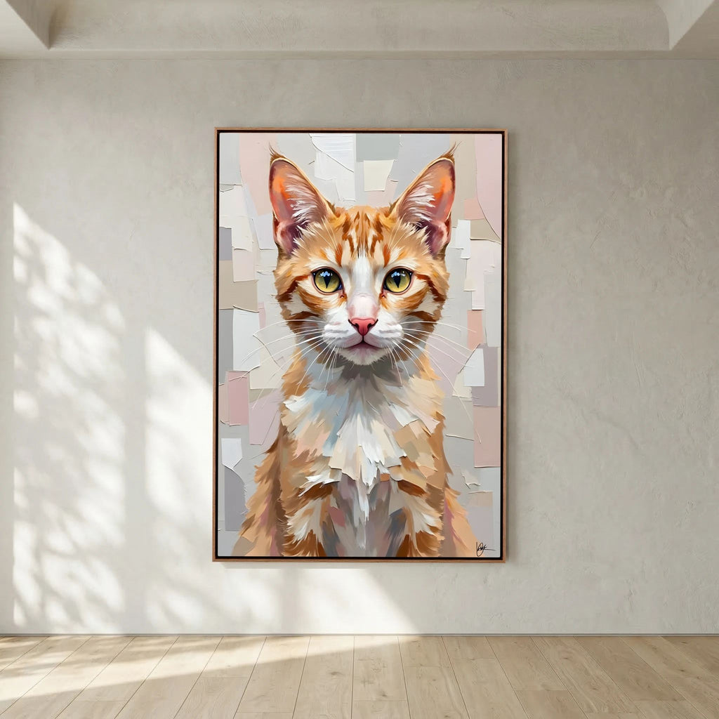 Cute Kitten Abstract Oil Style Minimalist Canvas Kids Room