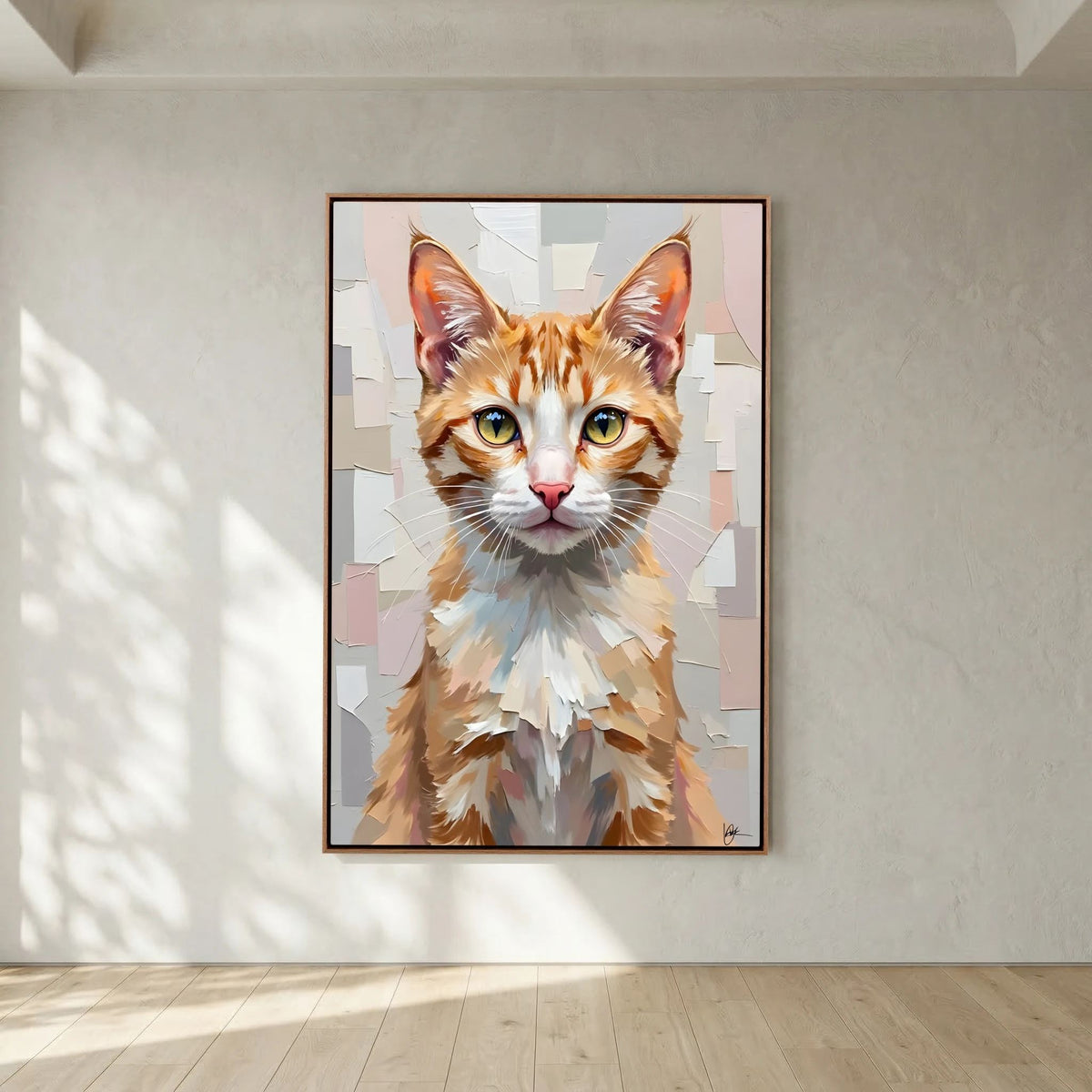 Cute Kitten Abstract Oil Style Minimalist Canvas Kids Room
