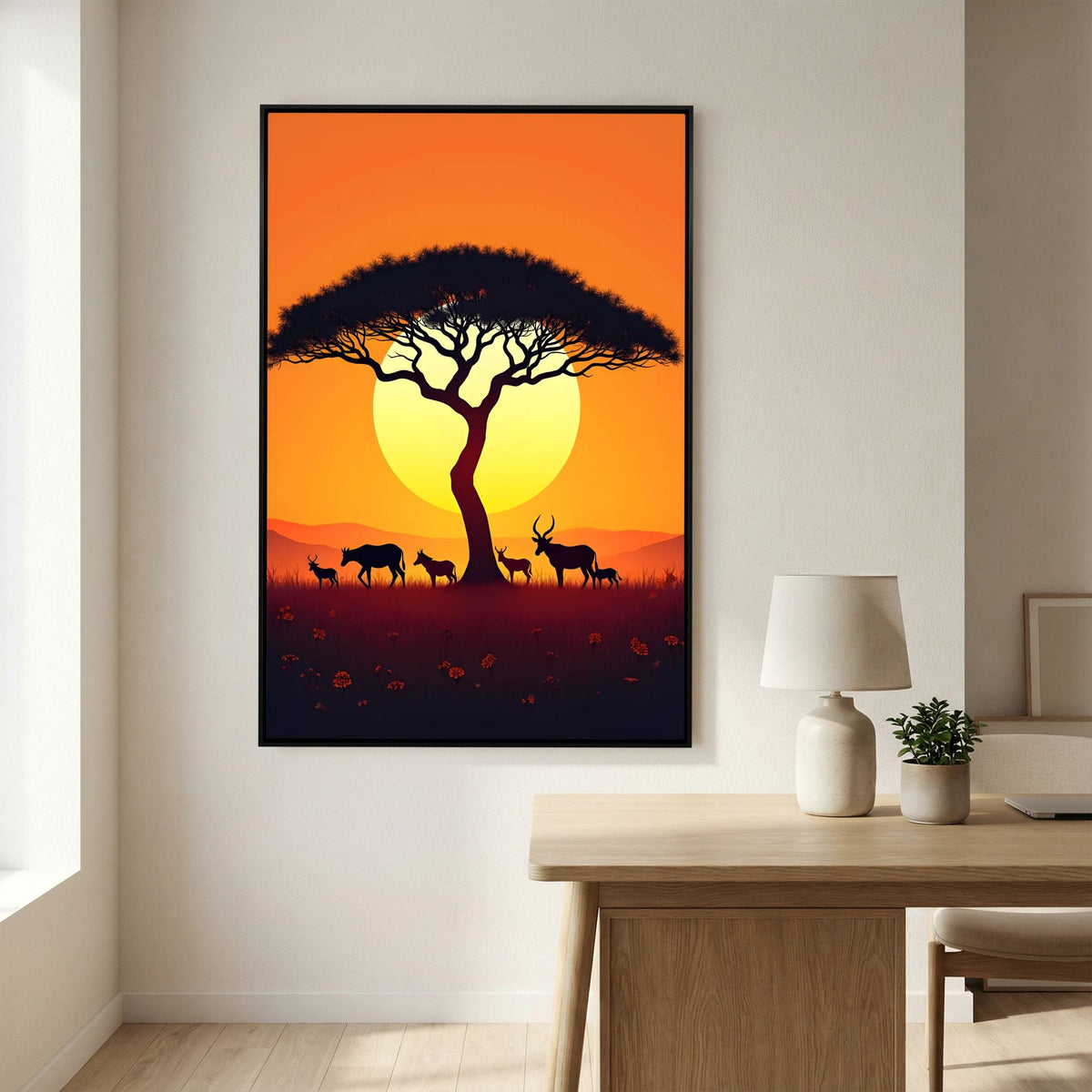African Planes At Dusk Wall Canvas