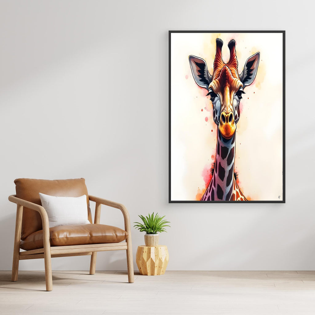 Abstract Giraffe Canvas Minimalist Ink Style