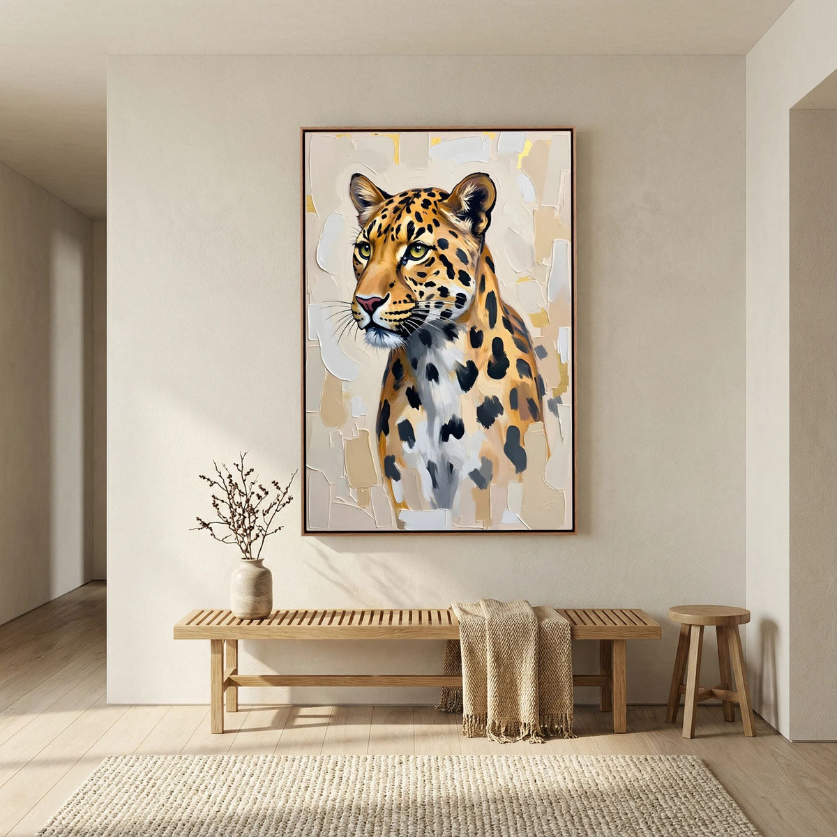 Leopard Oil Style Abstract Minimalist Wall Decor Muted Colours