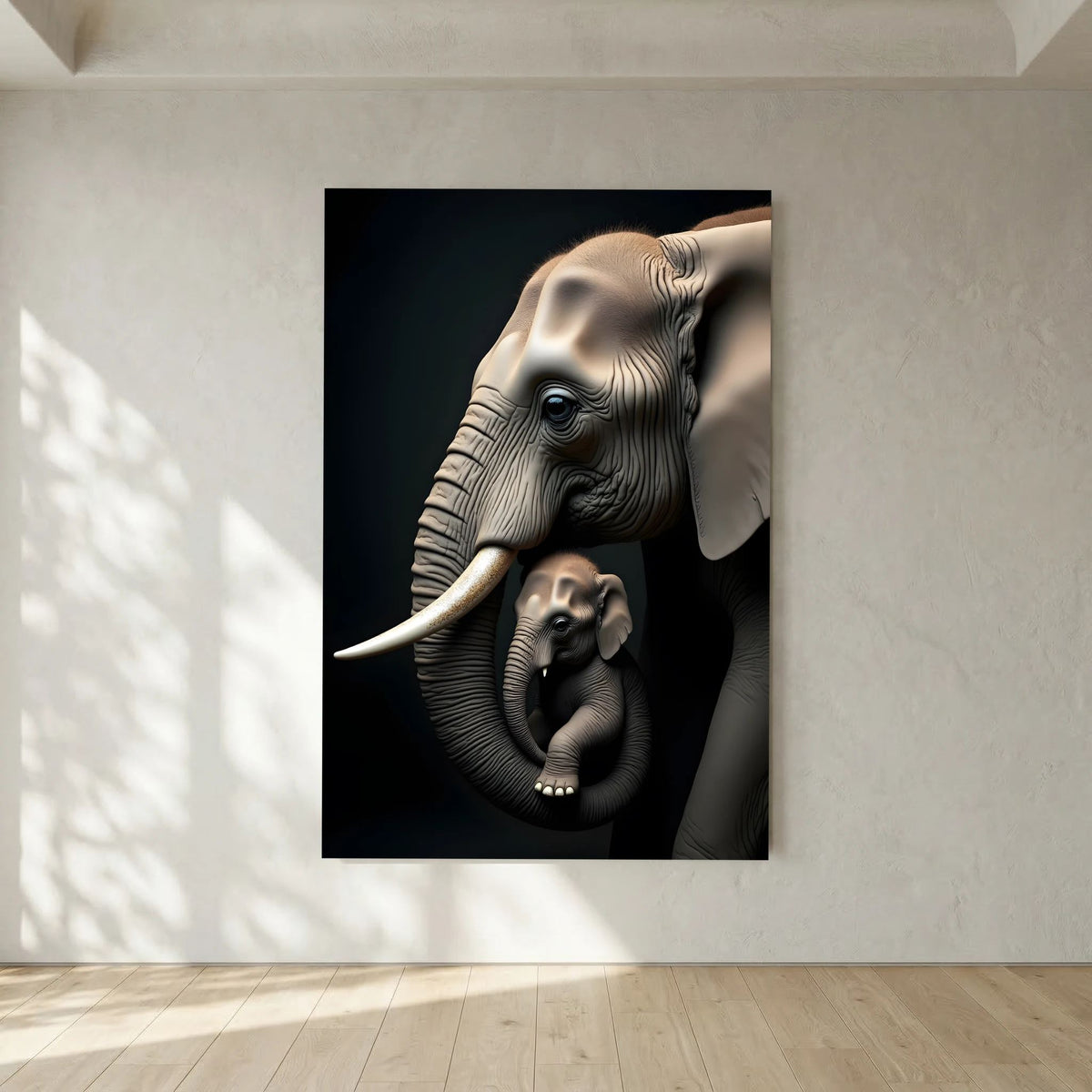 Abstract Elephant Canvas Wall Art, Modern Safari Nursery Print, Warm Toned Statement Decor, Poly-Cotton Framed Wildlife Art, Gift